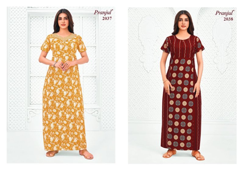 Pragati Vol 20 By Pranjul Pure Cotton Printed Nighty Gown 